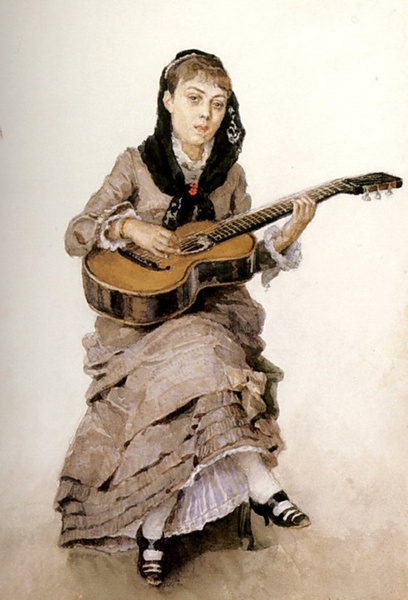 Surikov_Vasily_Ivanovich_With_a_Guitar_The_Portrait_of_S_A_Kropotkina